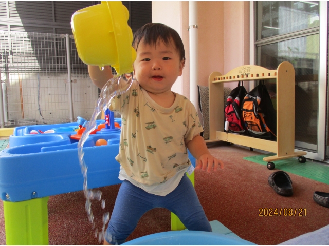 自分でも水をかけられるよ