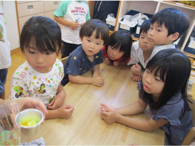 先生の説明を真剣に聞いています