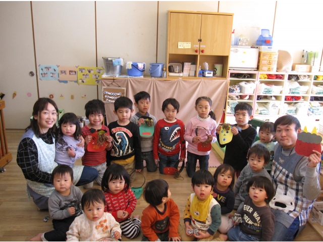 鬼のお面がとれて“ほっ♡”うさぎ組さん