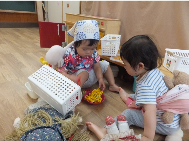 おんぶでお料理
