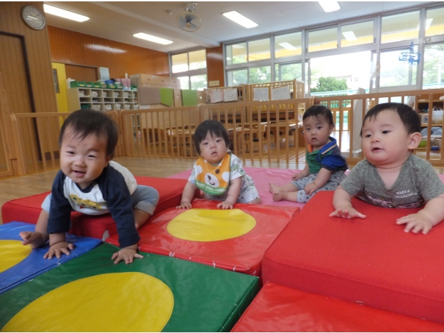 ハイハイでよじ登る