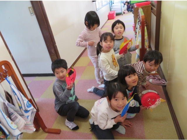部屋の前で準備!