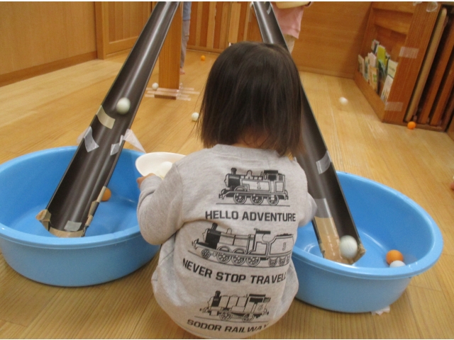 ボールを集めています