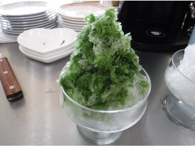 抹茶味のかき氷