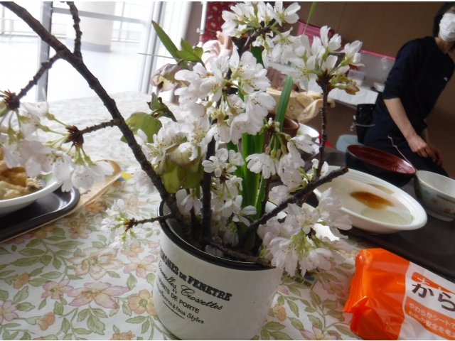 テーブルにも桜！