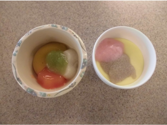 ソフト食の炊き合わせと茶碗蒸しです