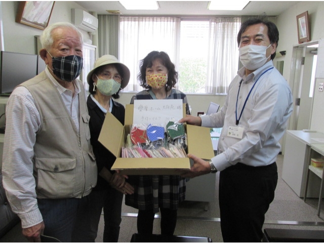 手作りマスクを贈呈して頂きました。大切に使わせて頂きます。「大府コミュニティ文化福祉部会」の皆様ありがとうございました。