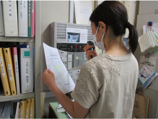 地震発生などを、全館放送でお知らせしました。