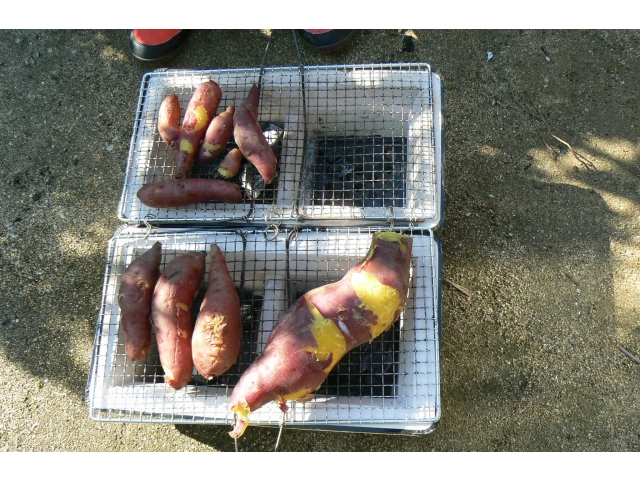 七輪で焼いて