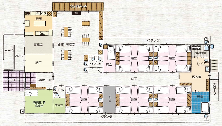 小規模グループハウス　ココロ百合が丘の施設平面図(画像を押すと拡大します)